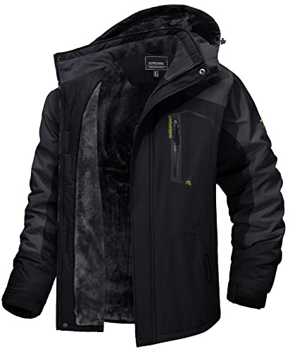 MAGCOMSEN Manteau Ski Homme Veste Imperméable en Polaire Coupe-Vent Chaude Avec Multi-Poches et Capuche Détachable