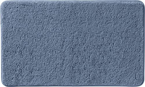 Erwin Müller Badematte, Badteppich, Badvorleger Rhodos Uni rutschhemmend blau Größe 80x150 cm - ultraweich, extrem saugfähig, flusenarm