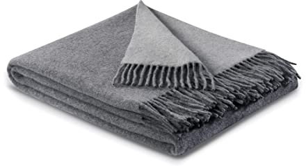 Biederlack Fransenplaid Kaschmirdecke Kaschmirplaid grau-Silber Kaschmir Wolle Maße: 150 x 200 cm, 748522