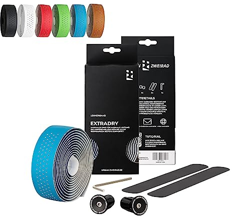 URBAN ZWEIRAD - Nastro per manubrio bicicletta da corsa Extra Dry, blu, nastro autoadesivo con terminali per manubrio, nastro per manubrio bici da corsa, bici da gravel