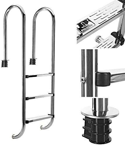 Bc-elec - PL003 scala per piscina con 3 pioli in acciaio inox 304SS, 158 cm, scala per piscina a 3 livelli.