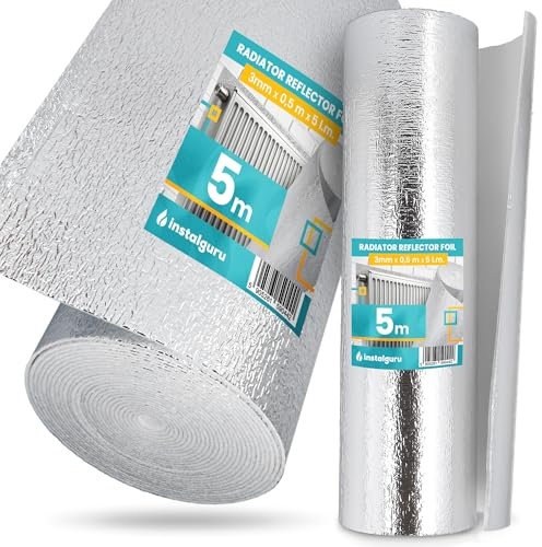 Lámina Aislante de Radiator Aluminio Reflectante 3x0,5x5m Aislamiento de Techo Campistas Calor Térmico de Pared Rollo en Hoja Barrera Paneles Aislantes Termicos Protección Frío Furgonetas Ventana