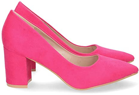 shoes&blues.es 70312-Zapato de Tacon para Mujer, Comodo, Estilo Salon, con Punta Fina, Primavera Verano 2023. Talla 37 Fucsia