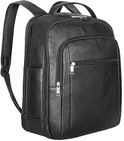 STILORD 'Floyd' Laptop-Rucksack 14-16 Zoll Leder Herren und Damen Business-Rucksack mit Laptop Fach groß ideal als Lederrucksack Arbeitsrucksack und Notebookrucksack, Farbe:schwarz