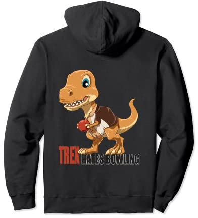 Bowling Dino Strikes Again - Funny Bowling T-Rex Pullover Hoodie