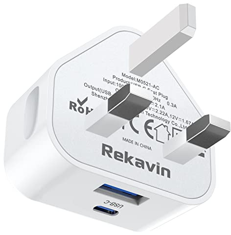 USB C Fast Charge Plug,20W For Apple iPhone Plug Dual Port USB Type C Wall Charger UK Charging for iPhone 17 Air/16/15/14/13 Pro Max/12/11 /iPad(Cable Not Included)