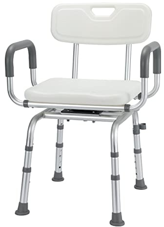 Sonnewelt Tabouret de douche pivotant à 360 ° avec dossier et accoudoirs réglables en hauteur et pieds antidérapants 40-48 cm 9034-BY1he Type G