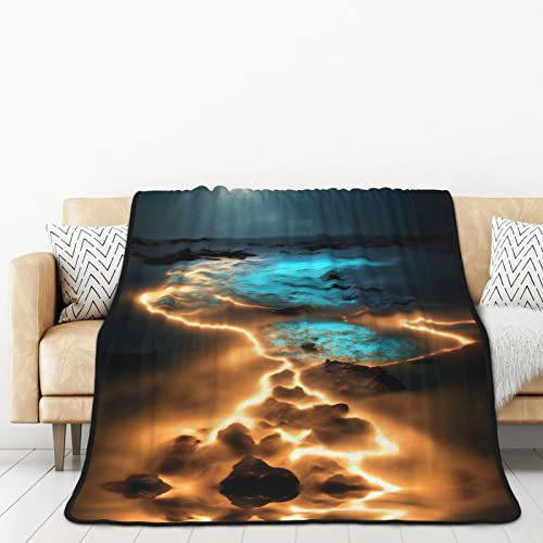 TORONG Doppelseitige Flanell-Überwurfdecke unter dem Mond für Erwachsene für Auto, Bett, Nickerchen, warme bequeme Decke