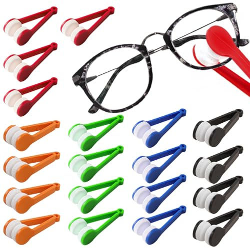 ZLONGYAN mini eye glasses lens cleaner soft brush cleaning tool, microfiber, with eye glasses cleaner wipes together 360 degrees to the lens cleaning(20 pieces)