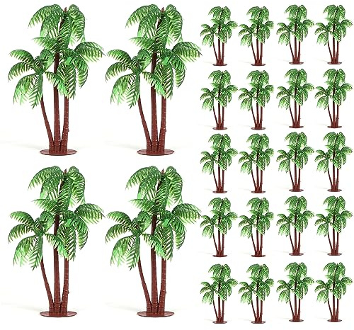 Gyufise 16 Stück Kunststoff grüne Palme Kokosnüsse Cupcake Topper Miniatur Palme Figuren Kuchen Topper Dekorationen für Mikroaquarium Garten Pflanze Landschaft Geburtstag Party Supplies
