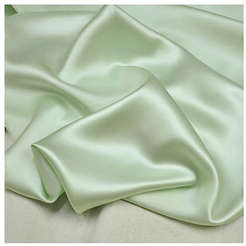 30 Momme Charmeuse Silkestyg 100% Satinmaterial Av Mullbärssilke För Klänningstillverkning, Foder, Bröllop, Bal, örngott, 114 Cm Bred(Size:1.14x1m(3.7x3.2ft),Color:ljusgrön)