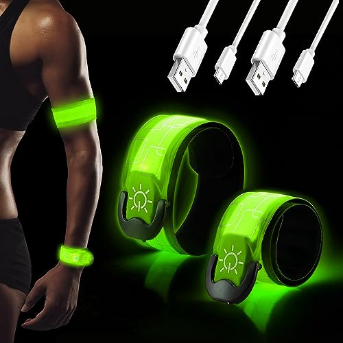 DazSpirit LED Armband, Reflective LED leucht Armbänder Lichtband | Band leuchtarmband Kinder Je nach Variante USB-aufladbar oder batteriebetrieben für Joggen Laufen Hundewandern Outdoor Sports