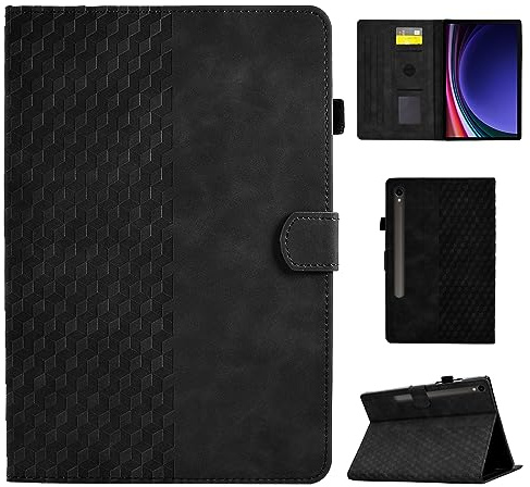 Hülle für Samsung Galaxy Tab S10/ S9 FE/ S9 11 Zoll 2023, PU Leder Tablet Schutzhülle Ständer Cover Case mit Auto Sleep/Wake für Samsung Galaxy Tab S10/S9 FE/S9, Schwarz