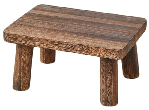 Housoutil Solid Wood Step Stool Small Wooden Foot Stool for Kitchen Bedroom Bathroom Use Stable 12.60X8.27X7.48 Inch Compact Design