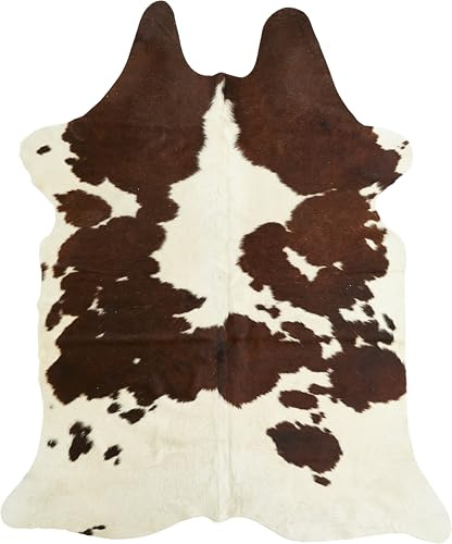 -Luxor- Living Tapis en Peau de Vache véritable - Tapis Naturel pour Une atmosphère réaliste - Environ 160 x 240 cm - Marron à Motifs
