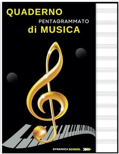 QUADERNO DI MUSICA PENTAGRAMMATO A4: Formato GRANDE A4 con 12 pentagrammi per 42 pagine numerate, 6 pagine di appunti e 3 “pagine indice”
