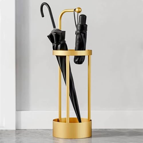 Regenschirmständer Regenschirmkorb Schirmständer Regenschirm Regenschirmhalter Aus Metall (Schwarz) (Color : Gold)