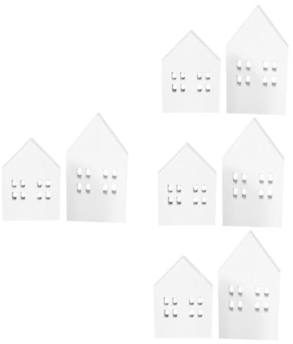 Toyvian 8pezzi Miniature Wooden House Decoration Small Rustic House Slices for Home Decor Party Decoration And Festive Atmosphere for Tabletop And Shelf Display