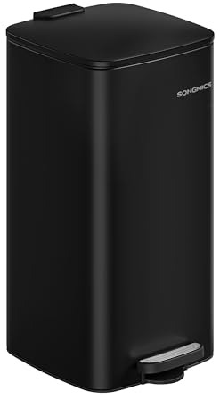 SONGMICS Mülleimer Küche, 30 Liter Abfalleimer, Tretmülleimer, Stahl, mit Inneneimer, Softclose, Offenhaltefunktion, tintenschwarz LTB593B02