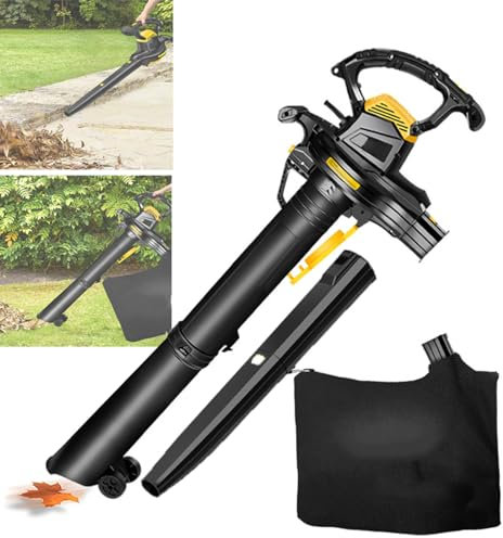 Soffiatore, Aspiratore E Trituratore Per Foglie 3 In 1, Con Tracolla E Ruote, 3800 W | Sacco Per Raccolta Foglie Da 40 Litri | Rapporto Di Triturazione 16:1 | 3,7 Kg | Regolazione A 6 Velocità,15m