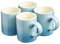 Cooks Professional 4 Piece Espresso Coffee Cup Set | Dishwasher & Microwave Safe Durable Stoneware Stylish Colourful Graduated Design Mini Drinking Mugs | 100ml Capacity | Blue