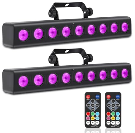 ENDYSHOW LED Stage Light Bar,50W LED 4in1 RGBW DJ Lights Bar with Remote Control Sound Activated DMX Stage Lighting Uplights for Church Events Wedding Disco Party Stage DJ Lighting 2Pack
