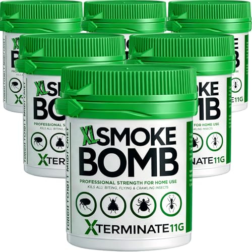 Xterminate XL 11g Smoke Bomb Fogger Killer For Fleas, Bed bug, Carpet Moths, Cluster Fly, Silverfish, Carpet Beetle Insects (HSE Approved And Tested) (6 x 11g)