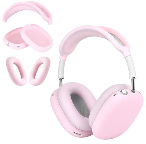 3 in 1 Silicone Case for AirPods Max 2/ Airpods Max Headphones, Anti-Scratch Ear Pad Cover/Ear Cups/Headband Cases for AirPods Max (Pink silicone cover)