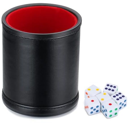 PU-Kunstleder-Würfel-Becher mit komfortablem Griff, für Cocktail-Shaker, Tischbecher, Würfelspiel