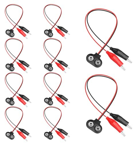 MEIRIYFA 9Volt Batterie Snap Connector mit Alligator Clips, 10-Pack Dual Krokodilklemmen auf 9V Batterie Snap Connector Drahtkabel (18CM)