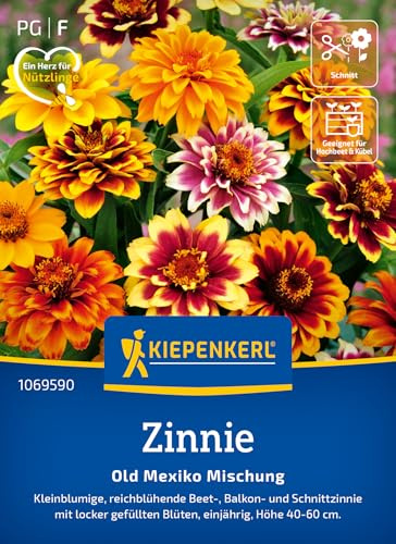 Kiepenkerl Zinniensamen Old Mexiko Mischung 1069590, Blumensaat | Kleinblumige, Balkon- und Schnittzinnie, als Schnittblume, für Beet & Schnittblumen