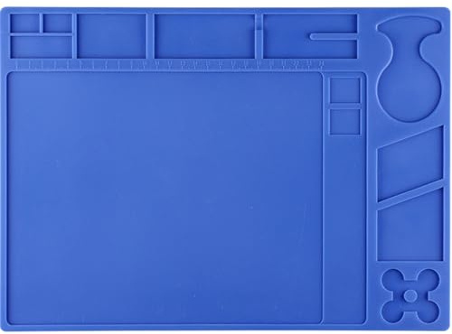 YIHUA M160 Heat-Resistant Soldering Mat Dimensions 350x253x5mm with Multiple Storage Slots, Built-in Ruler, Bendable Soft Silicone Soldering Mat