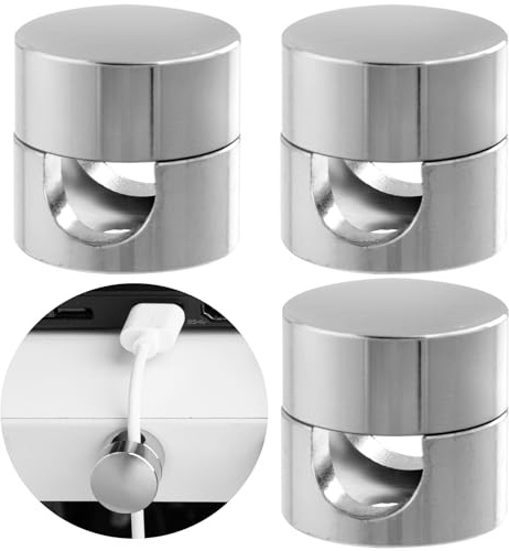 SmallCat 3Sets Charger Holders for Cords, Silver Cord Holder for Nightstand | Adjustable Metal Cable Anchor Clips, Adhesive Cable Management Wire Organizers for Desk, Office, Nightstand