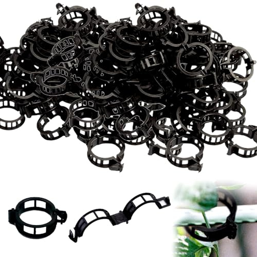 Plant Supports for Outdoor Plants, 2025 New Plant Clips, Plant Clips for Climbing Plants, Twine Vine Trellis Cage, Vegetable Garden Plant Support Clips Grafting Tools (300, Black)