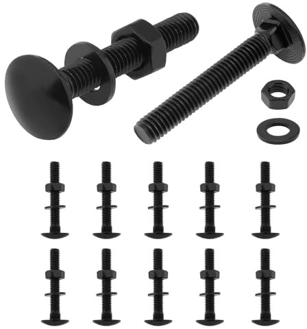 Smgda 12 Sets M6 x 40mm Carriage Bolt Kit, Round Head Square Neck Screws with Hex Nuts and Flat Washers, Full Thread Coverage Bolt