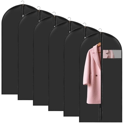 Lote de 6 Fundas para Ropa: 60 x 120 CM, Funda de Protección para Ropa Impermeables con Cierre, Funda para Ropa Colgante para Almacenamiento de Camisas, Trajes, Abrigos, Ropa