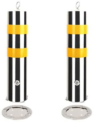 Robuster Sicherheitspoller Für Die Straße, Einfahrt Poller Pfosten, Pollerpfosten-Parkpfosten, Reflektierende Sicherheitspfostenabsperrung, Für Verkehrsempfindliche Bereiche(Silver (2pcs),66cm/26in)