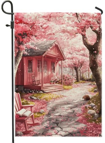 Drapeau de jardin en forme de fleur de cerisier - Bannière de décoration extérieure - Drapeau double face pour printemps et été - Décoration de maison et de terrasse - 30,5 x 45,7 cm