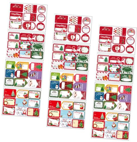 DIYEAH 12blätter Weihnachtsgeschenkaufkleber Selbstklebende Etiketten Geschenkverpackungsaufkleber Mit Klassischem Motiv Für Präsente Und Geschenke
