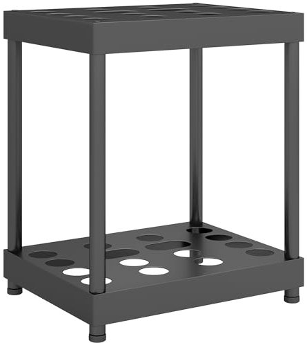 Outsunny Organisateur d'outils de Jardin, Support à Outils de Jardin 16 Compartiments à 2 Niveaux avec Coussinets réglables pour sécateurs, pelles, râteaux, pour abri, Garage, Noir