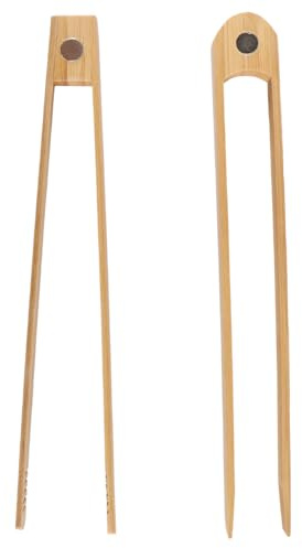 Gorise Pinzas magnéticas de bambú para tostadas, resistentes al calor, antideslizantes, reutilizables, para cocinar, servir y asar.