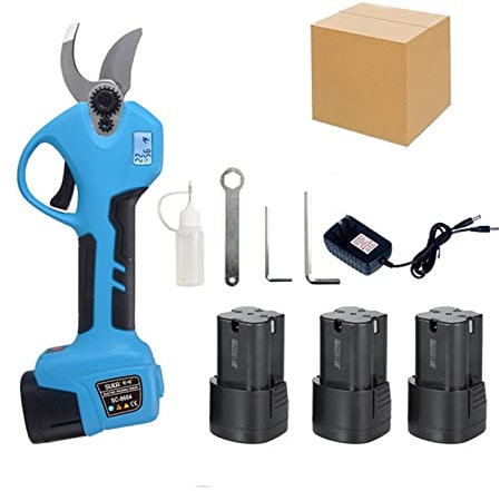 Forbici elettriche da potatura, Potatore a batteria da 16,8 V Potatura agli ioni di litio Taglio Forbici efficienti Bonsai Rami elettrici Attrezzi da giardino Elettrico SC-8604(Three batteries(box))