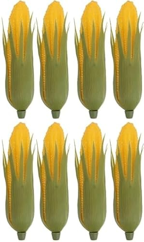 AESZITTEW Maíz de simulación de mazorca de maíz falso, 8 piezas de decoración de maíz artificial vegetal, decoración de tienda de exhibición, adorno de utilería de maíz, modelos realistas de maíz