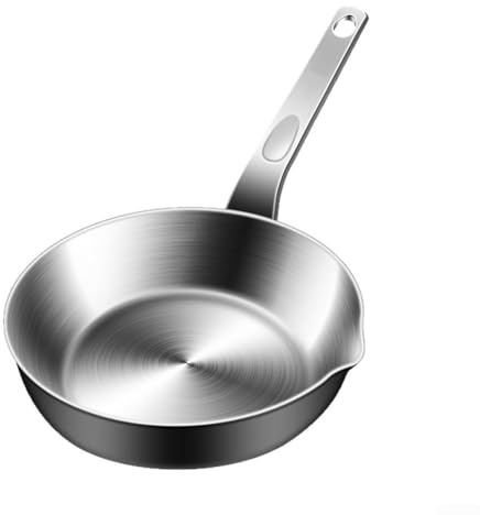Kleine Edelstahl-Eierpfanne 316 mit Ausguss für eine einzelne Portion Butter, gasgeeignet, induktionsfähig, 13 bis 17 cm Durchmesser, silberfarben (S)
