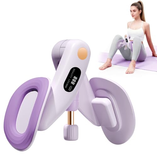 HNCY Beckenbodentrainer für Frau, Oberschenkeltrainer Mit Intelligenter Zähl, Beckenboden Trainingsgerät, Beckenbodentrainer Sicherer 360°-Dreh - Stufenlos 7-16 kg, Fitnessgeräte für Zuhause (Lila)