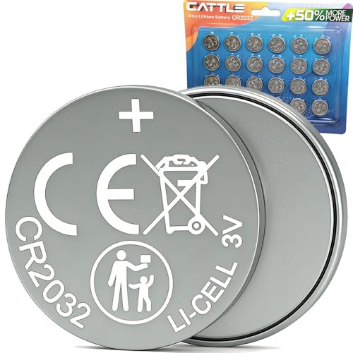Knopfzellen CR2032 Batterien, 24 Stück, 50% mehr Leistung, CR 2032 Lithium Knopfzelle, 3V, kindersichere Verpackung, für Smart Home Geräte, Autoschlüssel und weitere Anwendungen