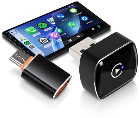 Inalámbrico Carplay Adaptador y Wireless Android Auto Adaptador, 2 EN 1 Stick para Convertir Android Auto/Car Play Cableado a Inalámbrico para Coche, Adattatore CarPlay Wireless Type-C/USB Plug & Play