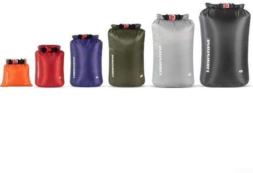 Zoegneer Vattentät torrväska set i 6-pack, 70D ripstop-polyester med Roll-Top Seal, lätt vikbar säck för simning, flottning, kajak, camping, vandring, håller kläder och gea