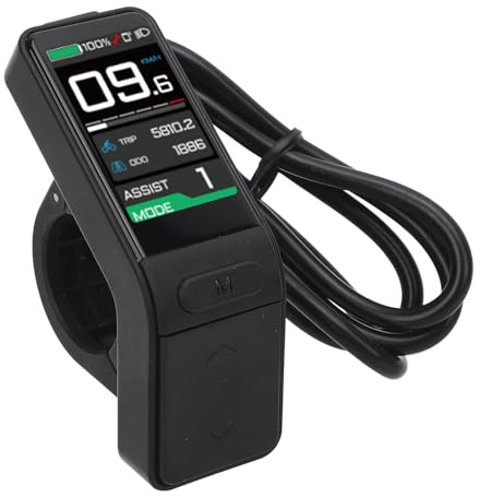 Dilwe Compteur de Vitesse de Vélo SW102 T avec écran LCD pour Vélo électrique, Connecteur étanche ABS avec écran Couleur pour Moteur d'entraînement Central M600 M510 M820, Données en Temps Réel