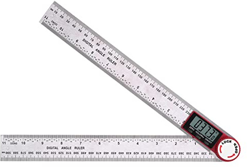 Goniometro digitale con mirino angolare Strumento di misurazione elettronico a 360 gradi con display LCD trasparente Costruzione durevole in acciaio inossidabile per progetti di (300 mm)